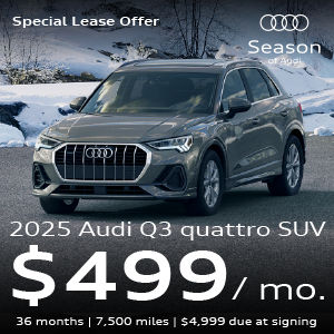 A gray Q3 in the snow.